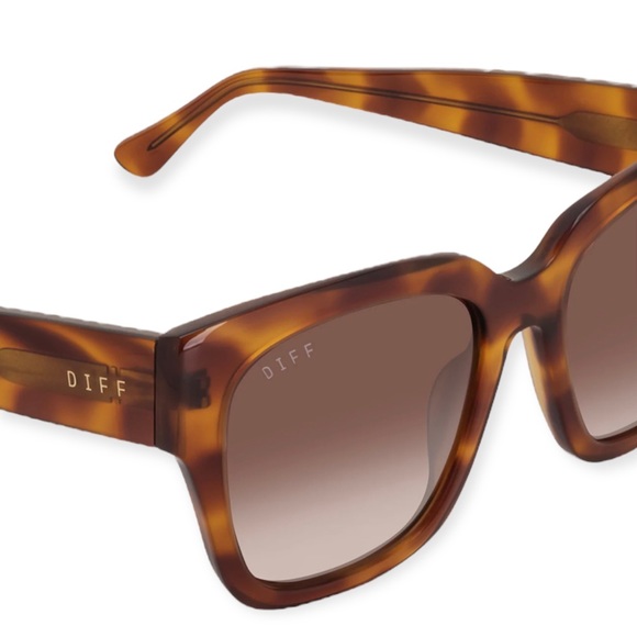 DIFF Bella II Sunglasses Andes Tortoise Frame Brown Gradient Lens Chunky Square - Picture 4 of 10